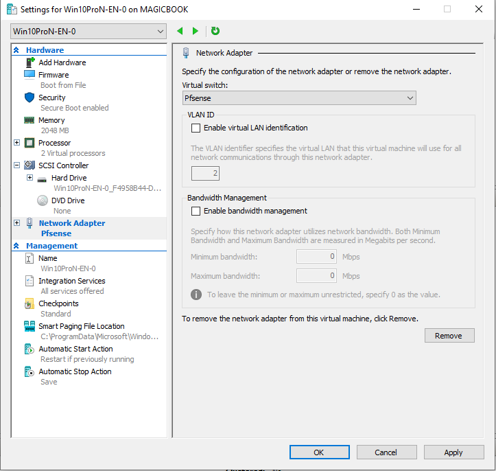 Client VM network adapter