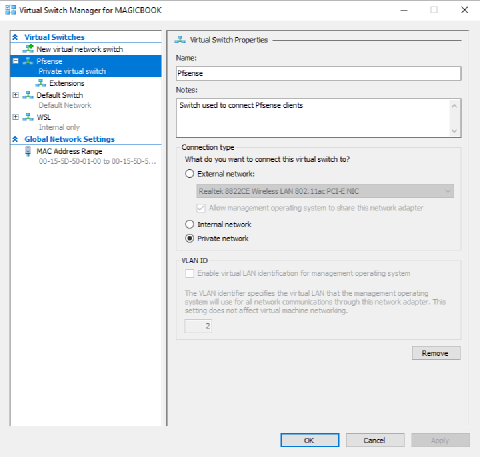 Hyper-V VLAN Trunking for Pfsense